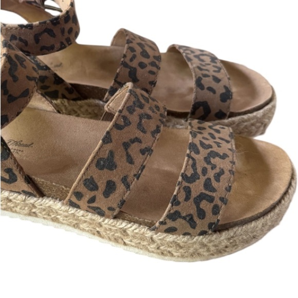 Leopard Print Sandals platform jute braided Univeral Thread 7 ankle strap - Picture 3 of 5